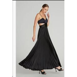 Amur Elodie navy and black pleated cut out full length gown $698 org. price